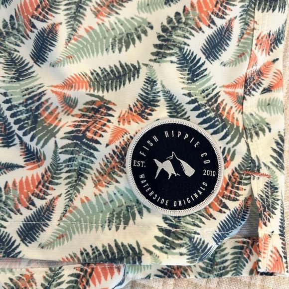 Fish Hippie Co. Meridian Volley Swim Shorts Tropical Palm-Mens XXL- MSRP $65 - Picture 2 of 5